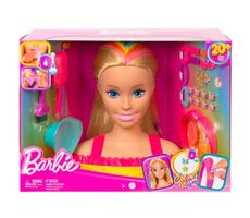 Mattel HMD78 Barbie Neonově duhová česací hlava - Blondýnka / od 3 let 