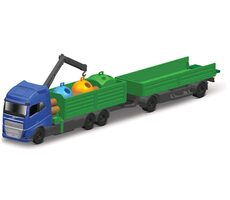 Maisto Mini pracovní stroje - Volvo FH16 s přívěsem pro těžbu dřeva bílo-šedá / od 8 let