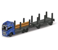 Maisto Mini pracovní stroje - Volvo FH16 s přívěsem pro těžbu dřeva modro-šedá / od 8 let