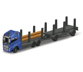 Maisto Mini pracovní stroje - Volvo FH16 s přívěsem pro těžbu dřeva modro-šedá / od 8 let