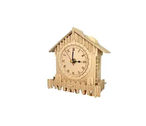 Woodcraft Dřevěné 3D puzzle hodiny domek / od 8 let / Obtížnost: střední