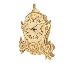 Woodcraft Dřevěné 3D puzzle hodiny skřítek / od 8 let / Obtížnost: střední