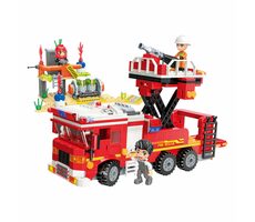 Qman MineCity W12013 Cisternová automobilová stříkačka s plošinou / Stavebnice / Počet figurek|dílků: 4|539 / od 6 let