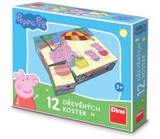 DINO Dřevěné obrázkové kostky Peppa Pig 12 kostek / od 3 let