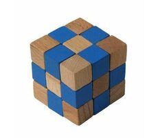 Česká dřevěná hračka Dřevěný hlavolam kostka modrá / od 3 let