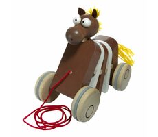 Česká dřevěná hračka Dřevěný tahací koník klapací / od 3 let