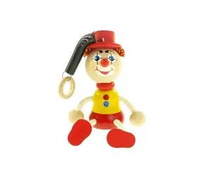 Česká dřevěná hračka Klaun s kloboukem na pružině / od 3 let