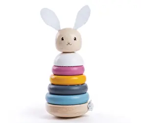 Bigjigs Baby Dřevěná motorická nasazovací věž králíček / od 12 měsíců