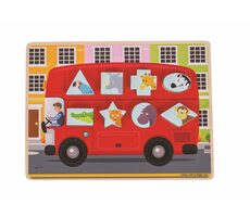 Bigjigs Toys Vkládací puzzle autobus se zvířátky / od 12 měsíců