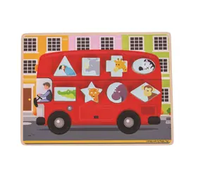Bigjigs Toys Vkládací puzzle autobus se zvířátky / od 12 měsíců