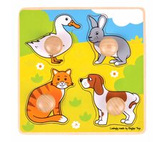 Bigjigs Toys Vkládací puzzle domácí zvířátka / od 12 měsíců