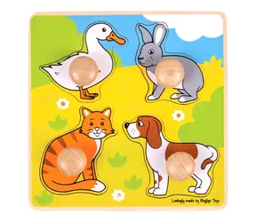 Bigjigs Toys Vkládací puzzle domácí zvířátka / od 12 měsíců