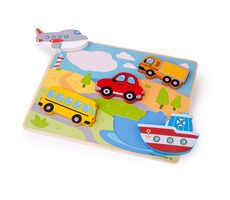 Bigjigs Toys Vkládací puzzle dopravní prostředky (BJ025) / od 12 měsíců