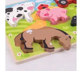 Bigjigs Toys Vkládací puzzle farma / od 12 měsíců