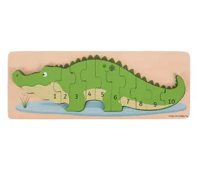 Bigjigs Toys Vkládací puzzle krokodýl s čísly / od 3 let