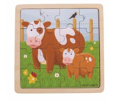 Bigjigs Toys puzzle - Kravička s telátkem / od 2 let