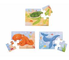 Bigjigs Toys Puzzle 3v1 mořská zvířátka / od 2 let