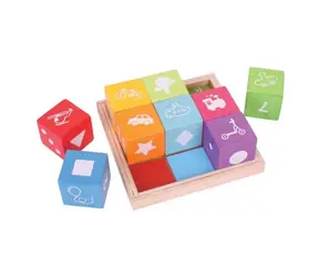 Bigjigs Baby Dřevěné kostky s obrázky / od 12 měsíců
