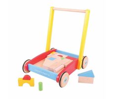 Bigjigs Baby Dřevěné kostky ve vozíku / od 12 měsíců
