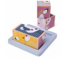 Bigjigs Bigjigs Baby Dřevěné kostky Woodland / od 6 měsíců