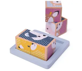 Bigjigs Bigjigs Baby Dřevěné kostky Woodland / od 6 měsíců