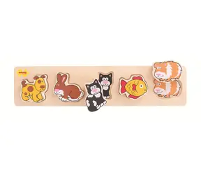 Bigjigs Baby Dřevěné vkládací puzzle domácí zvířata / od 1 roku