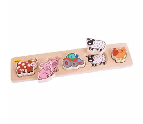 Bigjigs Baby Dřevěné vkládací puzzle farma / od 18 měsíců