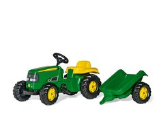 Rollytoys Šlapací traktor Rolly Kid J.Deere s vlečkou - zelená / od 3 let 