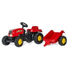Rollytoys Šlapací traktor Rolly Kid s vlečkou - červená / od 3 let 