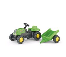 Rollytoys Šlapací traktor Rolly Kid s vlečkou - zelená / od 3 let 