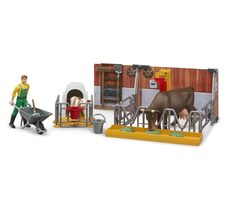 Bruder 62611 Bworld - Kráva a telátko s farmářem / 1:16 / od 3 let 