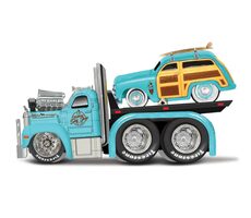 Maisto Muscle Transports - 1953 MACK B-61 Flatbed 1950 Ford Woody / měřítko 1:64 / od 8 let 