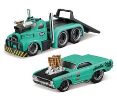 Maisto Muscle Transports - 1953 MACK B-61 Flatbed 1968 Dodge Dart HEMI Gasser / měřítko 1:64 / od 8 let 