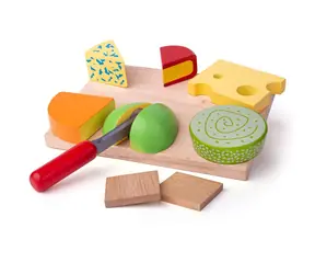 Bigjigs Toys Set dřevěných potravin sýry na desce / od 3 let