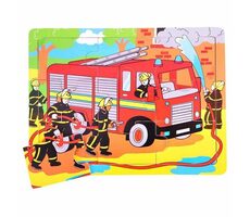 Bigjigs Toys Dřevěné puzzle hasiči (9 dílků) / od 2 let