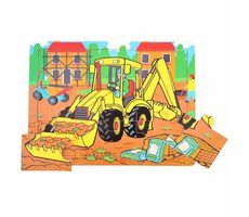 Bigjigs Toys Dřevěné puzzle bagr (9 dílků) / od 2 let