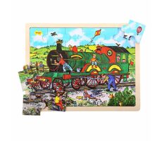 Bigjigs Toys Dřevěné puzzle vlak (24 dílků) / od 3 let