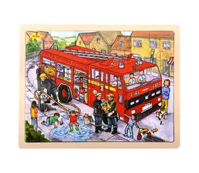 Bigjigs Toys Dřevěné puzzle hasiči (24 dílků) / od 3 let
