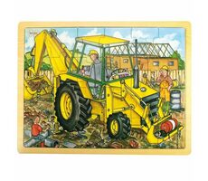 Bigjigs Toys Dřevěné puzzle bagr (24 dílků) / od 3 let