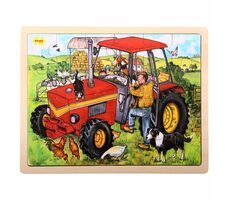 Bigjigs Toys Dřevěné puzzle traktor (24 dílků) / od 3 let