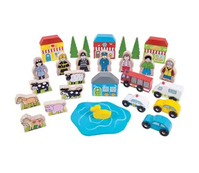 Bigjigs Rail Velká sada příslušenství dřevěné vláčkodráhy / od 3 let