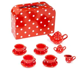 Bigjigs Toys Červený puntíkovaný čajový set / od 3 let