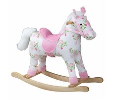 Bigjigs Toys Dřevěný houpací kůň s květy / od 1 roku