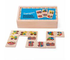 Bigjigs Toys Dřevěné domino dopravní prostředky / od 1 roku