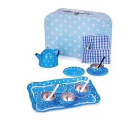 Bigjigs Toys Modrý puntíkovaný čajový set / od 3 let