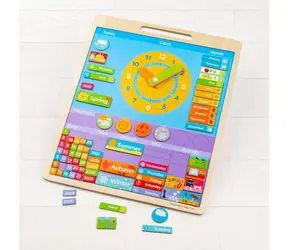 Bigjigs Toys Anglický magnetický kalendář s hodinami / od 3 let
