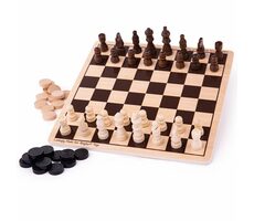 Bigjigs Toys Dřevěné šachy a dáma / od 3 let