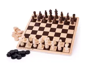 Bigjigs Toys Dřevěné šachy a dáma / od 3 let