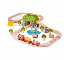 Bigjigs Rail Dřevěná vláčkodráha farma / 45 dílů / od 3 let