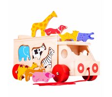 Bigjigs Toys Dřevěné auto se zvířátky / od 3 let